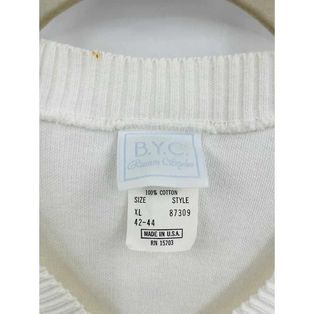 Vintage Royal Caribbean Cruise Club Sweater Short Sleeve V-Neck XL Cotton USA
